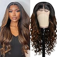 Highlight Color 1b30 Body Wave Human Hair Wigs Ombre Brown Color 180% Density Wave Wigs HD Transparent Lace Front Human Hair Wigs Glueless 13x6 Lace Front Wig Pre Plucked Brazilian Hair
