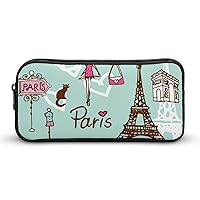Paris Symbols Pencil Case Pen Pouch Stationery Box Organizer Make Up Cosmetic Storage Bag