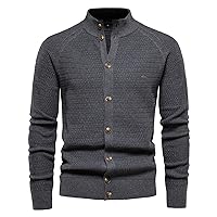 Cardigan Sweaters for Men,Mens Sweater Stand Collar Button Down Chunky Cardigans Fall Winter Knitted Jacket