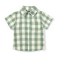 OCHENTA Boys' Plaid Button Down Shirts Short Sleeve Lightweight Summer Casual Shirts