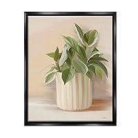 Stupell Industries Plant in Striped Pottery Framed Floater Canvas Wall Art by House Fenway