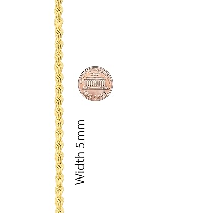 LIFETIME JEWELRY 5mm White Gold Chain for Men & Women 24k Real Gold Plated Diamond Cut Gold Rope Chain for Men & Gold Chain Necklace Women 16 to 36 Inch