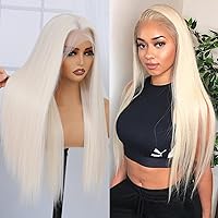 Platinum Blonde Lace Front Wigs for Women,13x5x1 HD Lace Front Wig Pre Plucked Ready to Wear Synthetic Wigs for Daily Use(Platinum Blonde)