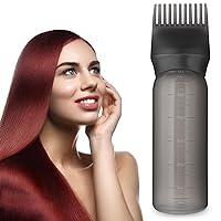 COMNICO Root Comb Applicator Bottle, 6 Ounce Hair Color Dispenser Scalp Brush Cap Cover, Portable Plastic Hair Dye Oil Applying Applicator with Graduated Scale, Black