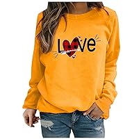 Womens Valentines Day Sweater Women's Heart Sweaters Valentine's LOVE Graphic Print Pullover Sweatshirts Holiday Outfit