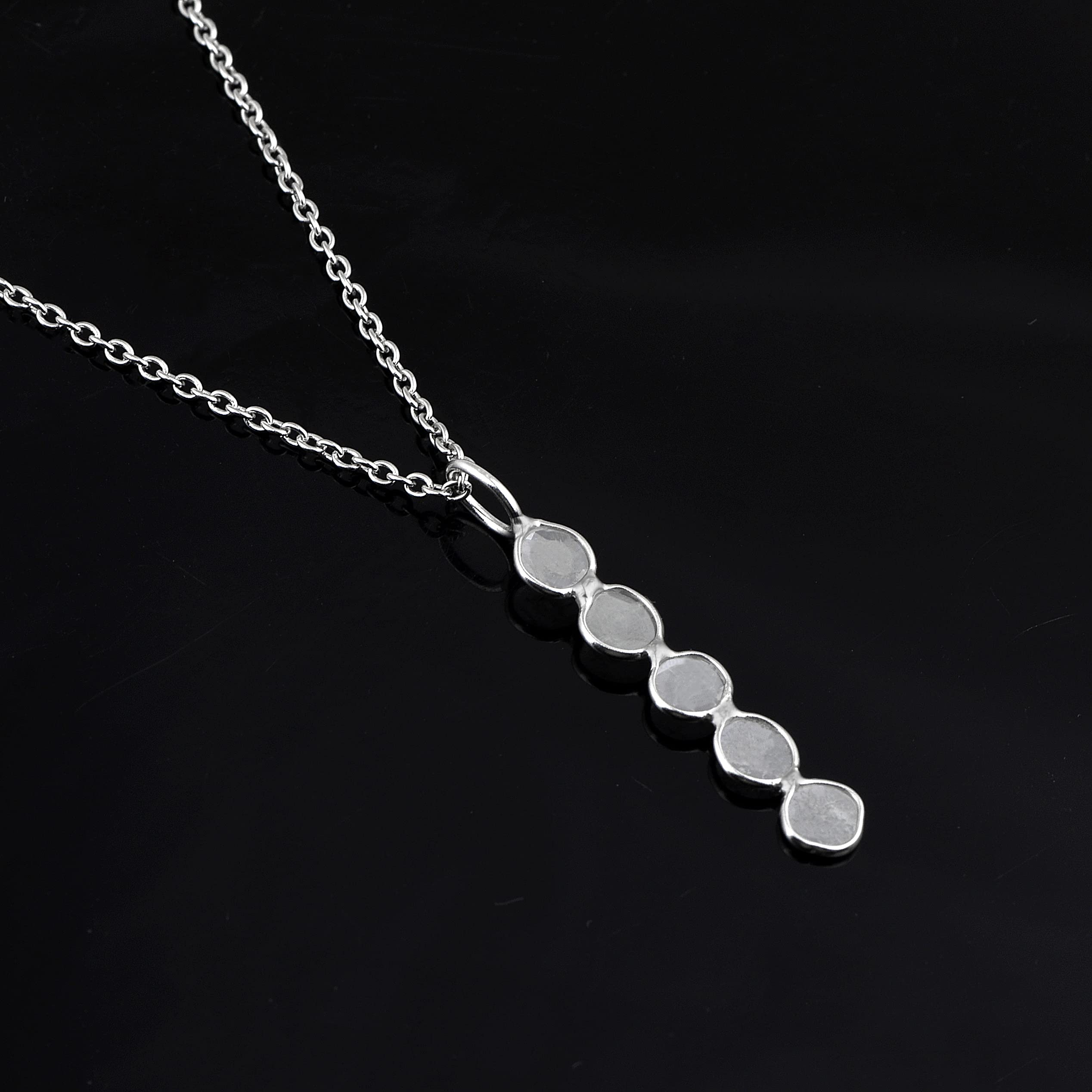 MOONEYE 1.50 CTW Natural Diamond Polki Pendant Necklace 925 Sterling Silver Platinum Plated Everyday Slice Diamond Jewelry