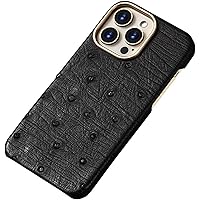 COOVS Upscale Ostrich Leather Back Phone Cover, Shockproof Breathable [Wireless Charging] Cover for Apple iPhone 14 Pro Max Case 2022