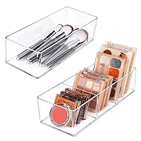 JessLab Drawer Organizer Bundle, 2 Pcs Acrylic Makeup Organizer Cosmetic Storage Jewelry Display for Desk Wardrobe Bathroom Vanity Countertop, Transparent