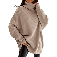 imesrun Womens Turtleneck Oversized Sweater Batwing Chunky Pullover Sweater Casual Fall Loose Knit Jumper Top