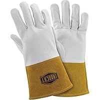 6141 Kidskin TIG Welding Gloves - Small, Kevlar Thread Welding Gloves with 4 in. Gold Cuff, Straight Thumb, Natural