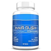 Ultrax Labs Hair Rush | Maxx Hair Growth & Anti Hair Loss Nutrient Solubilized Keratin Vitamin Supplement, 60 tablets.