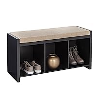 Honey-Can-Do 3-Cube Storage Bench with Cushion and Cubby Holes, Black SHF-09545 Black