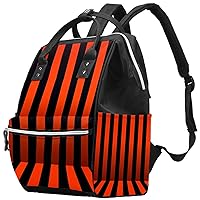Orange and Black Stripes Room Diaper Bag Backpack Baby Nappy Changing Bags Multi Function Large Capacity Travel Bag