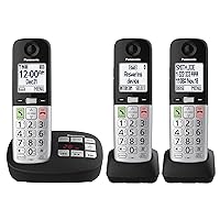 Panasonic Cordless Phone, Easy to Use with Large Display and Big Buttons, Flashing Favorites Key, Built in Flashlight, Call Block, Volume Boost, Talking Caller ID, 2 Cordless Handsets - KX-TGU433B