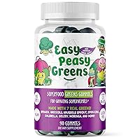 EasyPeasyGreens Daily Veggie Gummies for Kids - 90 Greens Gummies - Helps Picky Eaters Get Their Veggies in - Made with 10 Real Vegetable Extracts and 100% Vegan