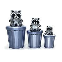 Articulated Racoon with Trash Can, 3D Printed Gray Raccoon, Black and Gray Trashcan Raccoon, Trash Panda, Articulated Racoon Fidget Toy for Kids AR001 (Large -5.5 Inches)