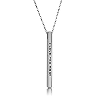 Inspirational Mantra Necklace, 42mm x 3mm Vertical Bar Pendant Jewelry, 316L Surgical Stainless Steel