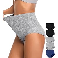 OLIKEME Womens Underwear Cotton Stretch Breathable Panties High Waisted Full Coverage Ladies Briefs
