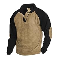 Sweatshirts for Men Stand Collar Corduroy Tops Winter Hoodie Men Fashion Turtleneck Comfort Sweater Softest Basic Polo