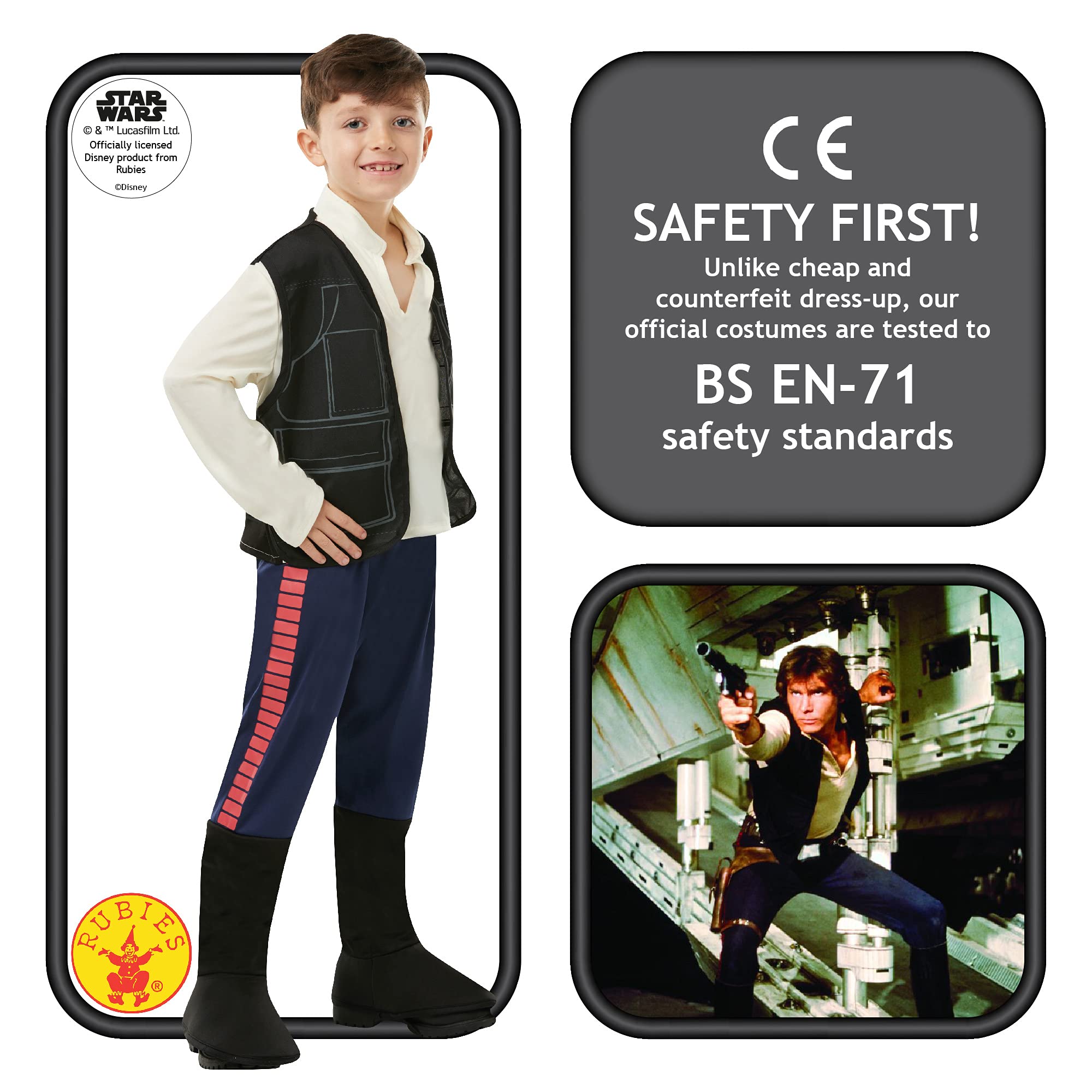 Rubie's Star Wars Classic Child's Han Solo Costume, Small Black