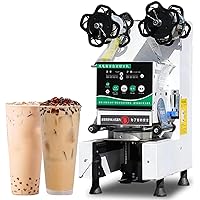 Fully Automatic Commercial 480W Electric Cup Sealing Machine Cup Sealer Bubble Tea/Milk Tea/Juice/Drink Sealing Machine for 90/95mm Plastic& Paper Cup Sealing 400-600 Cups/H-1pc