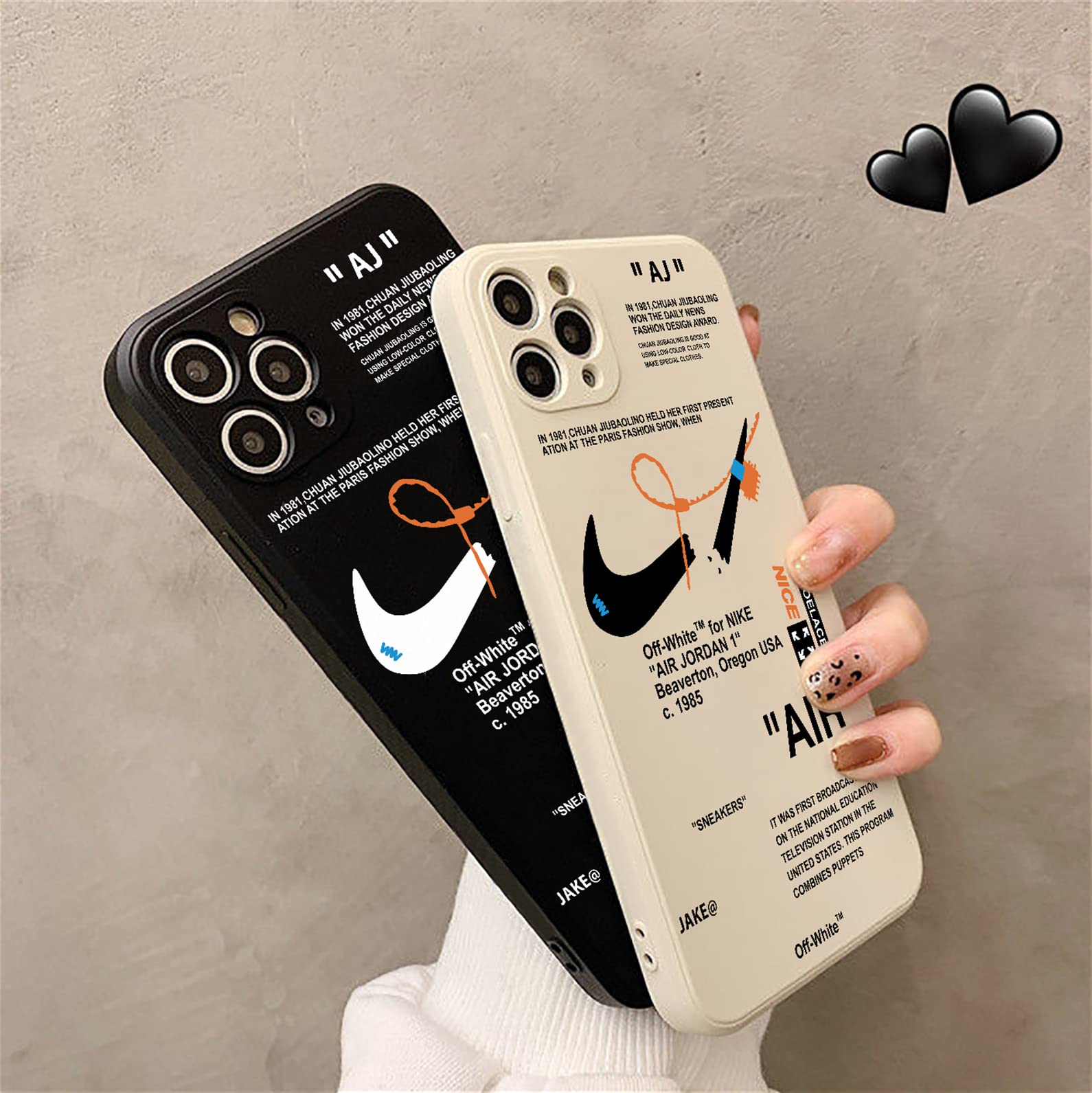2 Pack Ins Cool Off Sports Shoes Brand iPhone 13 Pro Max Case,Soft Silicone Full Body Shockproof,Sneakers White or Black Label Pattern