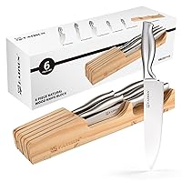 Kitchen Knife Set, 6 Pieces Knife Block Sets with Pine Knives Drawer Organizer, Perfect for Home and Chefs, Premium Knife Holder, Gift for Holiday and Housewarming