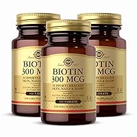 Biotin 300 mcg - 100 Tablets, Pack of 3 - Supports Healthy Skin, Nails & Hair - Non-GMO, Vegan, Gluten Free, Dairy Free, Kosher, Halal - 300 Total Servings
