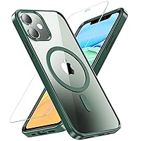 Fin2feel Magnetic Case for iPhone 11 Phone Case, with Tempered Glass Screen Protector, [Compatible with MagSafe], Military Drop Protection Shockproof Matte Back Cover for iPhone 11 6.1 inch,Green
