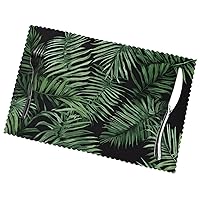 (Banana Leaf Green) Set of 6 Placemat, Holiday Banquet Kitchen Table Decoration Flower Mats, Waterproof, Easy to Clean, 12 X 18 Inches