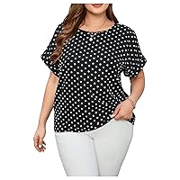 SOLY HUX Women's Plus Size Striped Color Block Short Sleeve Casual Blouse Tops