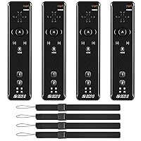 MODESLAB 4 Pack Wii Remote Controller, Wireless Controller Built in Motion Plus Replacement Remote Gamepad Compatible for Wii Wii U, with Wrist Strap (Black)