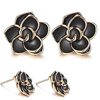 Rose Flower Stud Earrings for Sensitive Ears - Hypoallergenic, Cute Gold Ear Studs for Women and Girls - Nickel Free