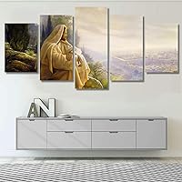 ORDIFEN Canvas Prints With Your Photos 5 Pieces Pictures Jesus Christ Religion Christian 5 Piece Modern Posters Wall Pictures For Living Room Decor(No Frame)