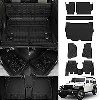 Floor Mats Compatible with 2021-2024 Jeep Wrangler 4xe Trunk Mat All Weather Back Seat Cover Protector 2023 Wrangler 4xe Accessories (2021-2024 4XE,Trunk Mat+Backrest Mats+Floor Mats)