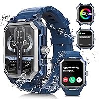 Military Alpha Gear Indestructible Smartwatch for Men, Tactical 1.96 Inch Touch Smart Watch for Android iPhone, IP69 Waterproof Outdoor Watch with Blood Pressure Monitor, Pedometer, 100 Days Long
