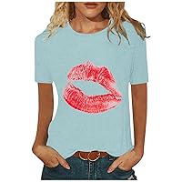 T Shirts for Women Graphic for Couples Crew Neck Short Sleeve T Shirt Comfy Holiday Shirts for Women