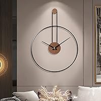 Large Decorative Wall Clock for Living Room,Metal & Walnut Dial Home Decor Silent Non Ticking Lightweight Clocks for Bedroom, Farmhouse, Office Decorations, 28.7''×21.6'',Black