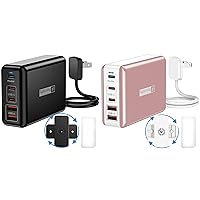 Super Fast iPhone/Samsung Charger Total 100W with PD 45W USB C Ports for Laptops, Tablets, Flat Plug Power Cord + Holder Space Saving, Room/Office/Travel Charging Accessories for Multiple Devices