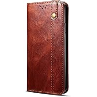Wallet Case for iPhone 13 Pro Max, Magnetic PU Leather Case with Card Holder Kickstand Flip Protective Phone Cover TPU Shockproof Case for iPhone 13 Pro Max 5G (Color : Brown)