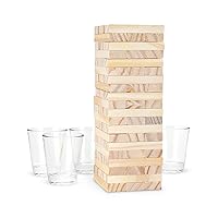 True Stack Blocks Game - Indoor or Outdoor Games for Adults - Adult Drinking Games - Stacking Game with Shot Glasses - Set of 1