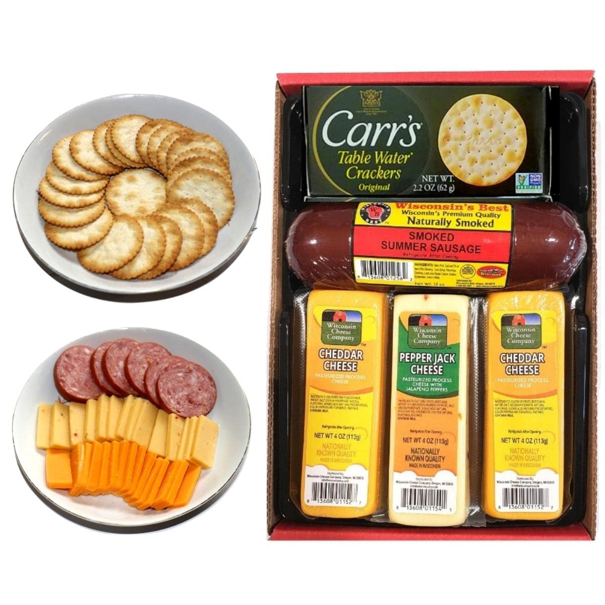 WISCONSIN'S BEST & WISCONSIN CHEESE COMPANY'S Popular Classic Wisconsin Cheese, Sausage & Crackers Gift Basket. 100% Wisconsin Cheddar Chee...