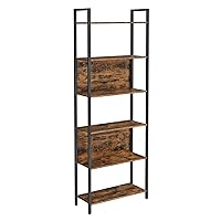6-Tier Bookshelf, Book Shelf, Industrial Bookcase, with Steel Frame, for Living Room, Home Office, Bedroom, 9.4 x 24.4 x 73 Inches, Rustic Brown and Black ULLS113B01