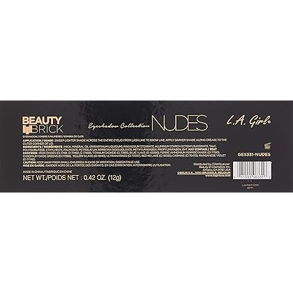 L.A. Girl Beauty Brick Eyeshadow, Nudes, 0.42 Ounce, Powder