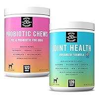 Probiotics for Dogs & Glucosamine Chondroitin Bundle - 120 Soft Chews Each - Dog Probiotics and Digestive Enzymes with Glucosamine for Dogs - Vet Strength Pet Supplement - Made in USA