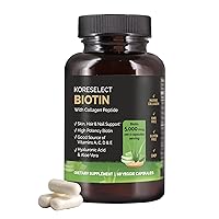 Biotin Collagen Capsules 5000mg, with B7 and Multivitamins, Hyaluronic Acid, Aloe for Men & Women, hair, nail, skin care, 60 Capsules