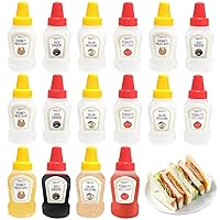 20PC 25ml Ketchup Bottles,Mini Ketchup Portable Squeeze Bottles,Plastic Condiment Squeeze Sauce Container Jars for Office,Picnic,Honey,Salad Dressing,Travel,Lunch box