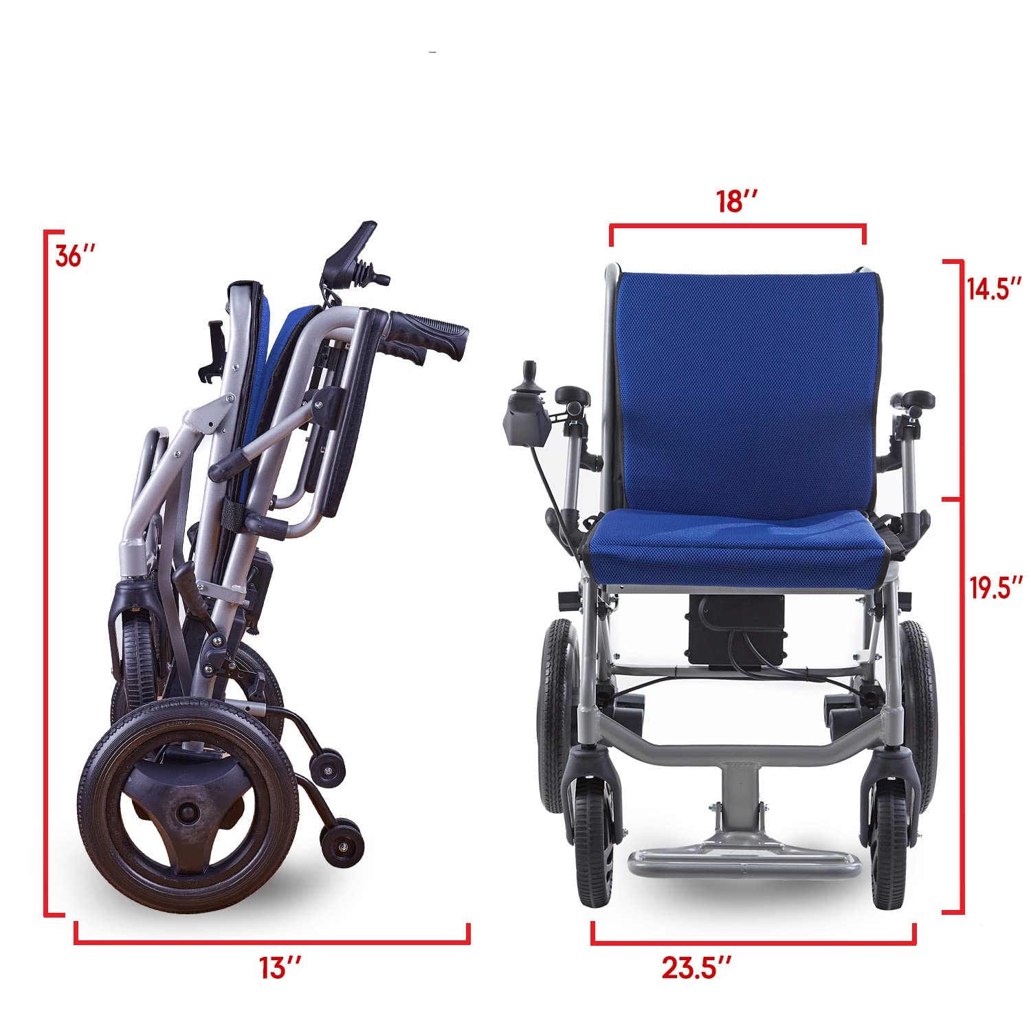 World's Lightest (Weight-30lbs) Foldable Electric Wheelchair, Travel Size, User-Friendly.