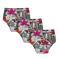 ALAZA Camouflage with Japanese Maple Leaves Cotton Potty Training Underwear Pants for Toddler Girls Boys, 2t, 3t, 4t, 5t