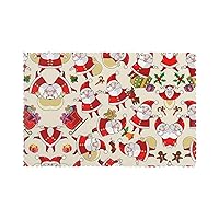 Christmas Cartoon Santa Claus Print Placemats for Dining Table Set of 6, Heat Resistant,Easy to Clean Non-Slip Place Mats